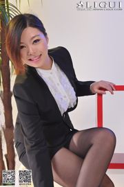 [丽 柜 贵 足] Modèle Xiner "Workplace Black Silk OL" Belles jambes et pieds en jade Photo Photo